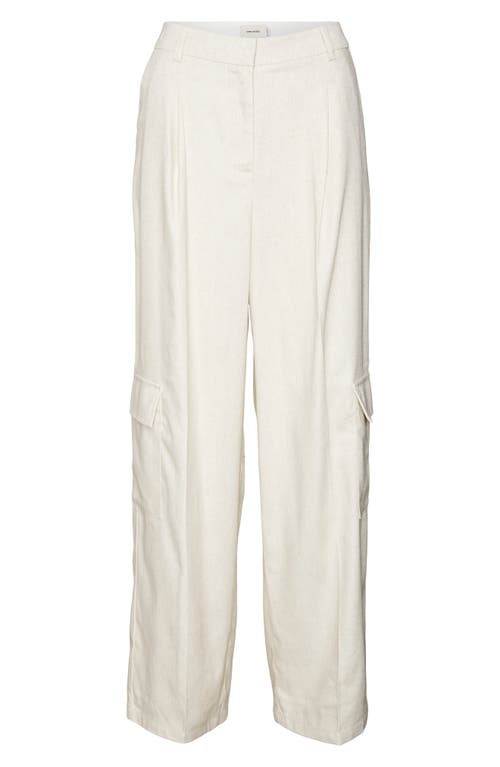 Shop Vero Moda Florence Wide Leg Cargo Pants In Birch Melange