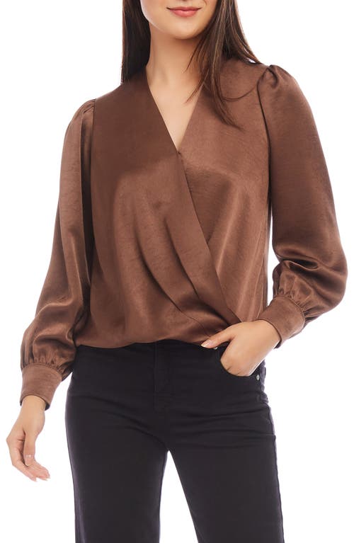 KAREN KANE KAREN KANE SURPLICE DRAPE FRONT SATIN TOP 