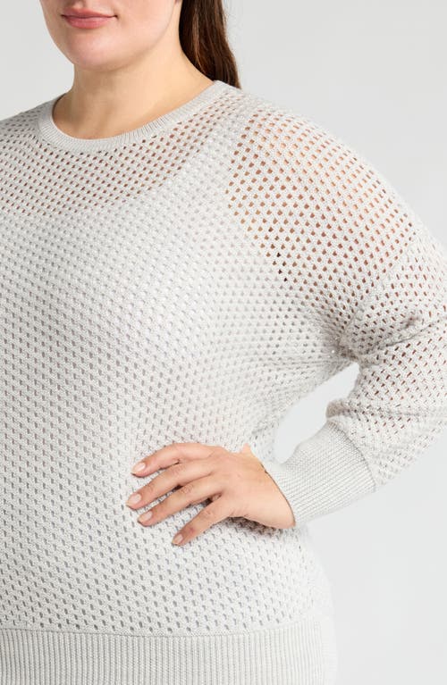 Shop Eileen Fisher Open Stitch Wool Sweater In Sea Salt