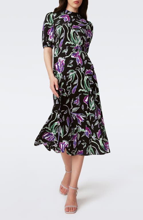 Diane von Furstenberg Nella Printed Mock Neck Midi Dress at Nordstrom,