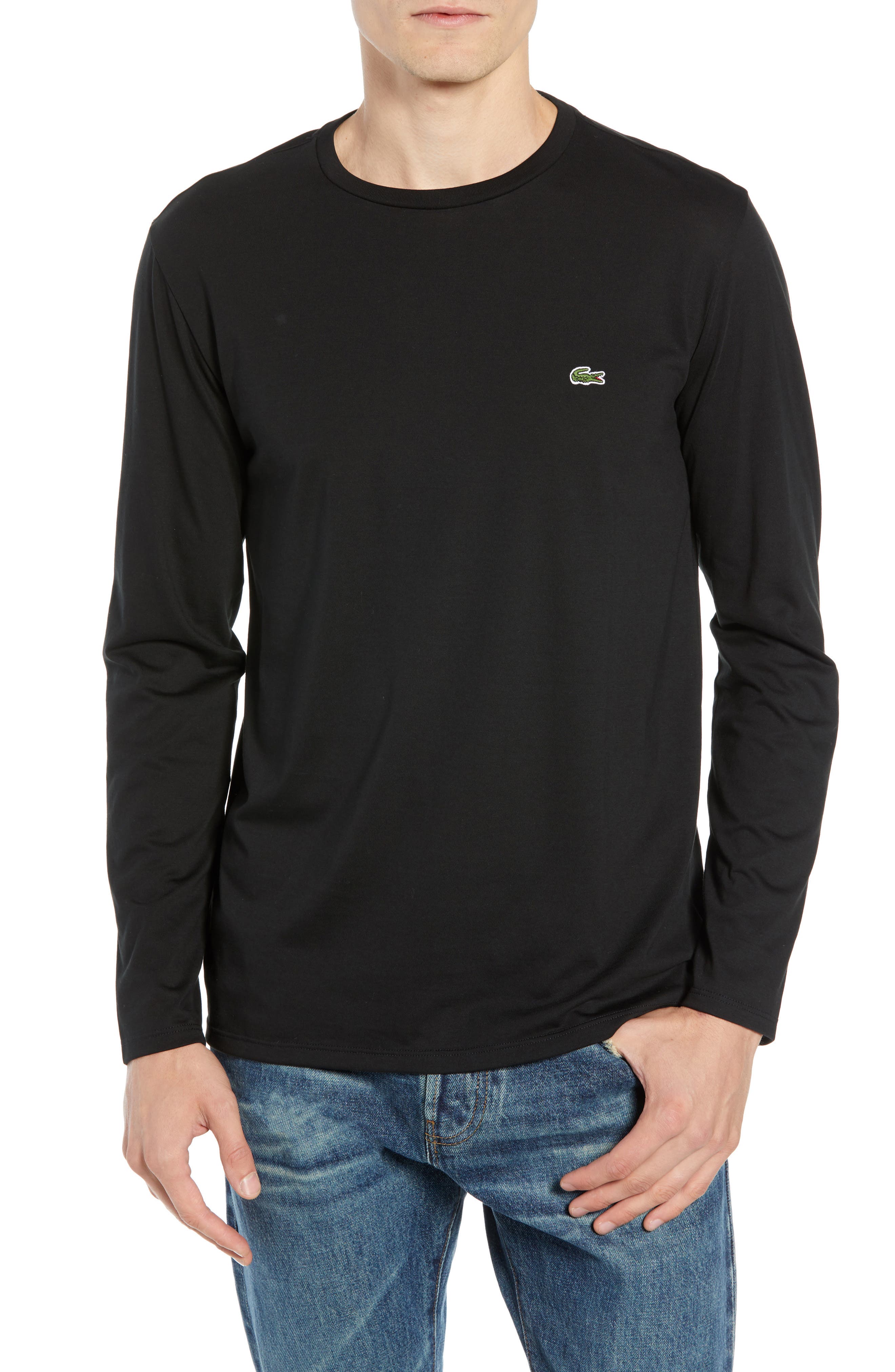 UPC 190391331163 product image for Men's Lacoste Long Sleeve Pima Cotton T-Shirt, Size 9(4xl) - Black | upcitemdb.com