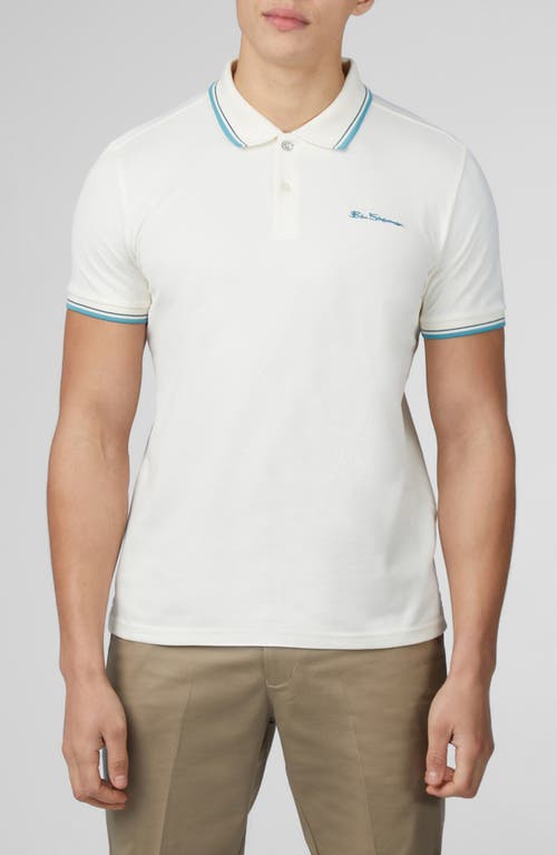Signature Tipped Organic Cotton Piqué Polo in Ivory