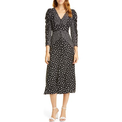 Rebecca Taylor Dot Print Silk Blend Dress, Black