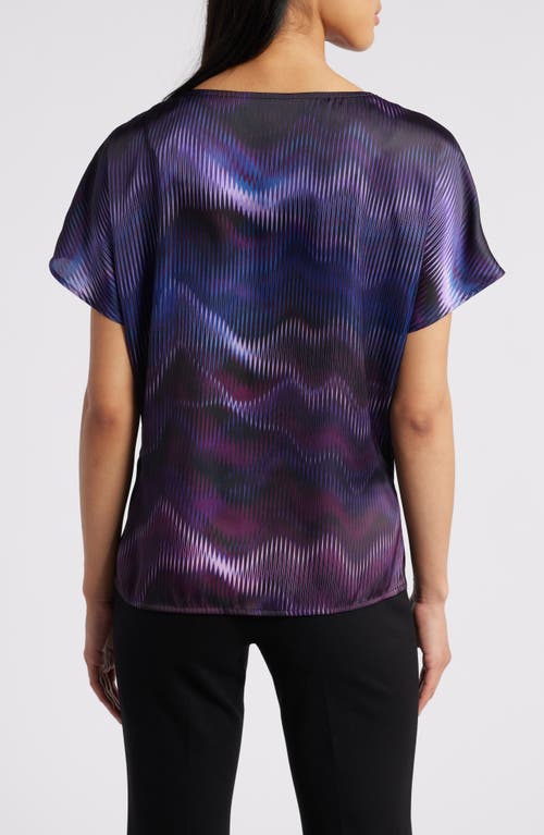 Shop Anne Klein Abstract Print Short Sleeve Top In Deep Plum Multi