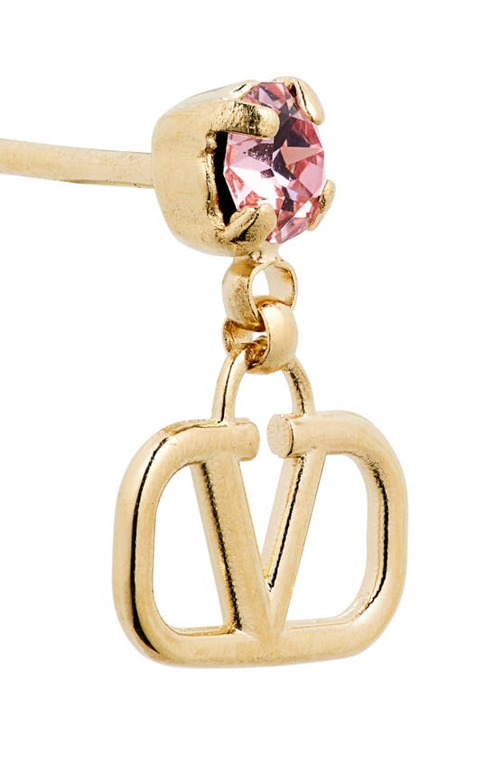 Shop Valentino Vlogo Drop Earrings In 0v3 Oro 18/ Light Rose