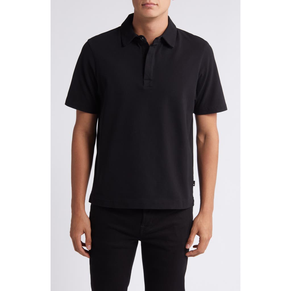 7 For All Mankind Piqué Knit Polo In Black