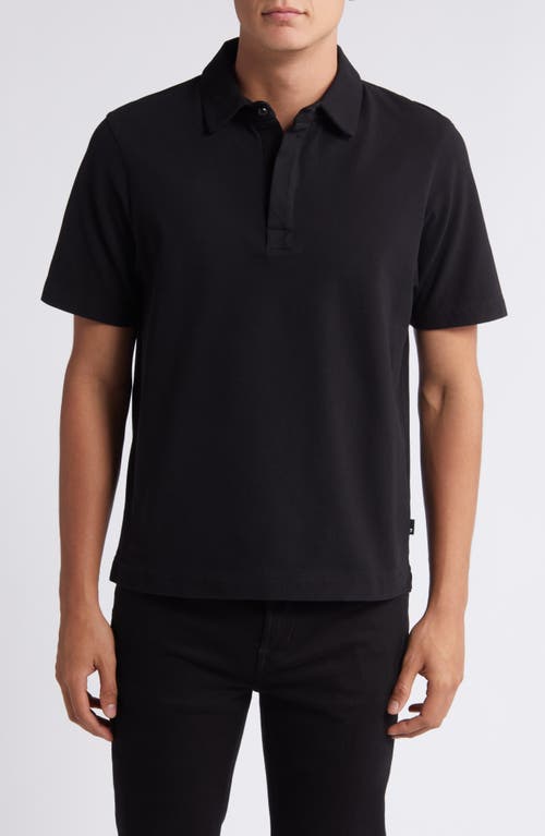 7 For All Mankind Piqué Knit Polo In Black