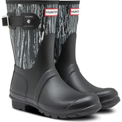 Hunter Original Short Marble Waterproof Rain Boot, Black