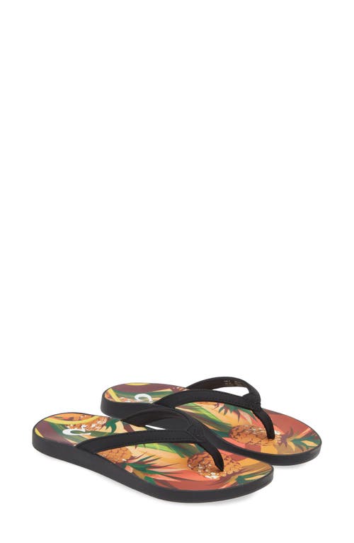 Shop Olukai Puawe Flip Flop In Black/pineapple