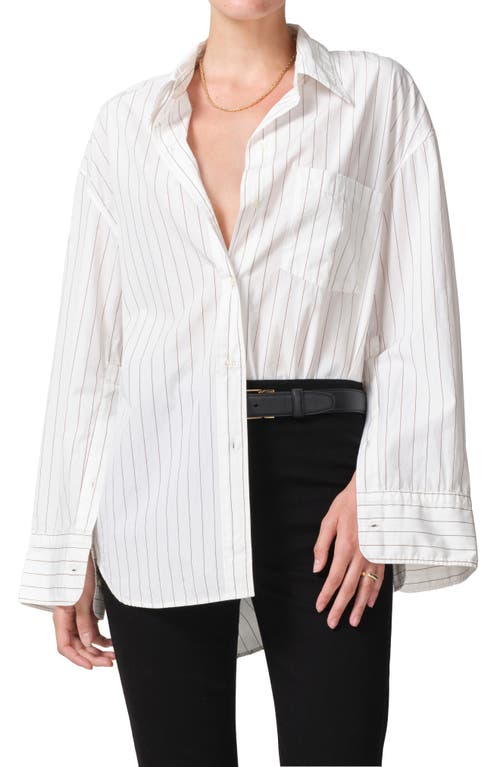 Citizens of Humanity Cocoon Stripe Button-Up Shirt Bitter Chocolate at Nordstrom,