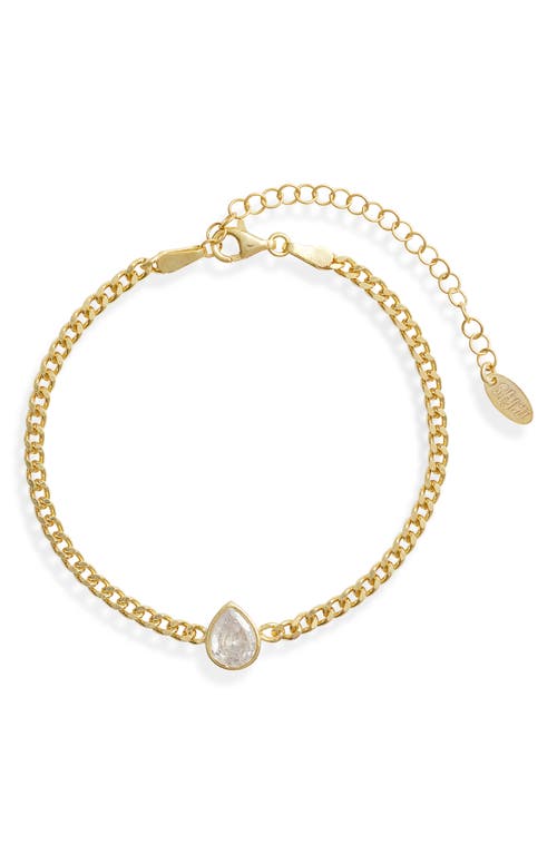 Shymi Fancy Shape Cubic Zirconia Curb Chain Bracelet In Gold/white/pear Cut