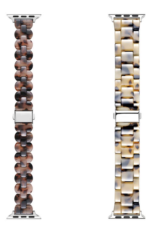 The Posh Tech Assorted 2-pack Resin Apple Watch® Watchbands In Dark Tortoise/light Tortoise