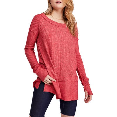 Free People North Shore Thermal Knit Tunic Top, Red