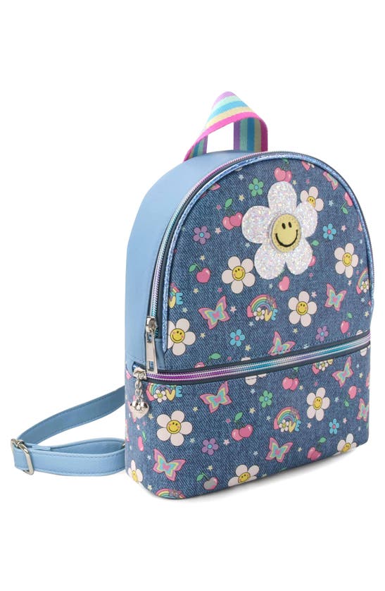 Shop Omg Accessories Kids' Denim Graphic Mini Backpack In Denim Blue