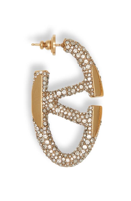 Shop Valentino Garavani The Bold Edition Vlogo Hoop Earrings In Oro 18/crystal Silver