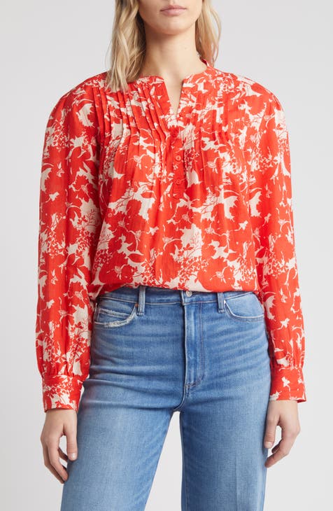 Floral Print Pleated Top