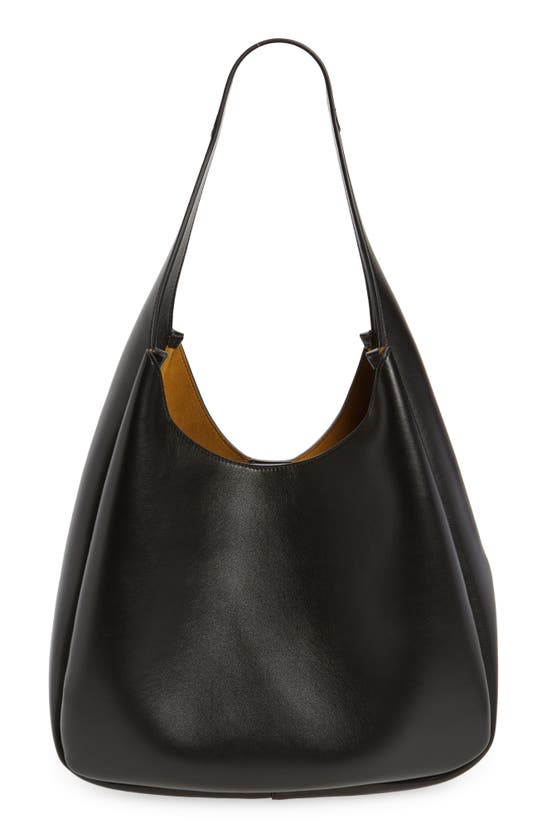 Shop Stella Mccartney Perforated Logo Faux Leather Hobo Bag In Black