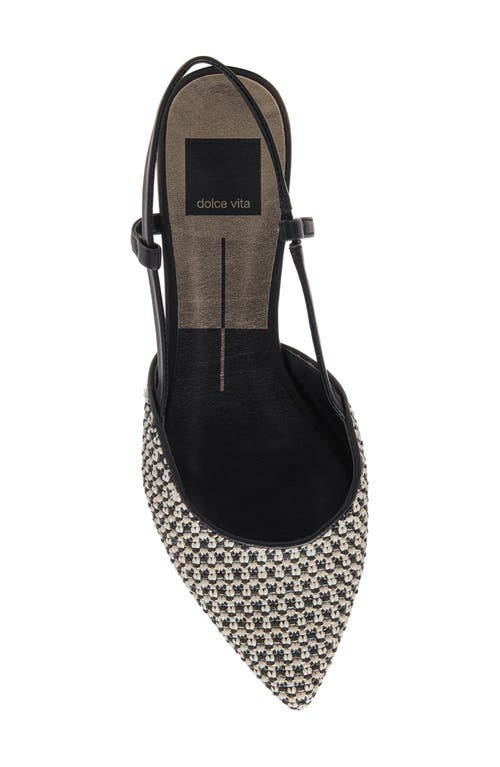 Shop Dolce Vita Narah Pointed Toe Flat In Black/natural Raffia