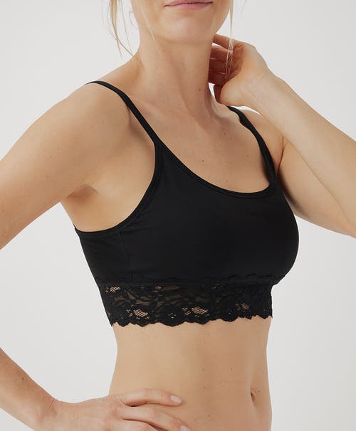 Shop Pact Organic Cotton Lace Smooth Cup Bralette In Black