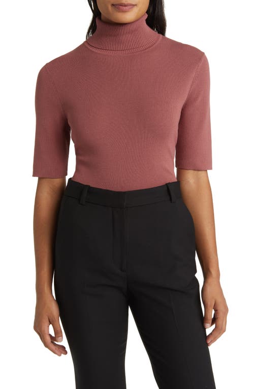 Anne Klein Short Sleeve Turtleneck Sweater in Rosestone at Nordstrom, Size Medium