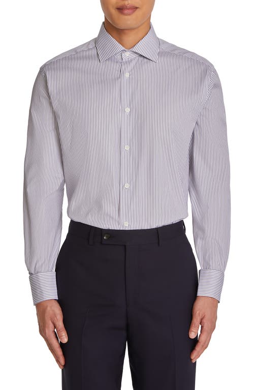 Shop Jack Victor Greene Midnight Stripe Cotton Dress Shirt In Navy/white