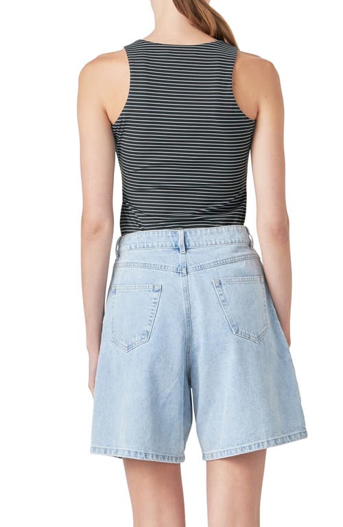 Grey Lab Stripe Bodysuit In Black/white