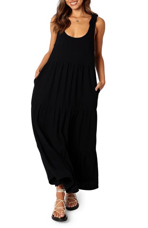 Petal & Pup Marcy Linen Midi Dress Black at Nordstrom,