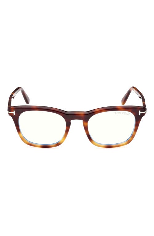 TOM FORD 50mm Square Blue Light Blocking Glasses in Havana/other at Nordstrom