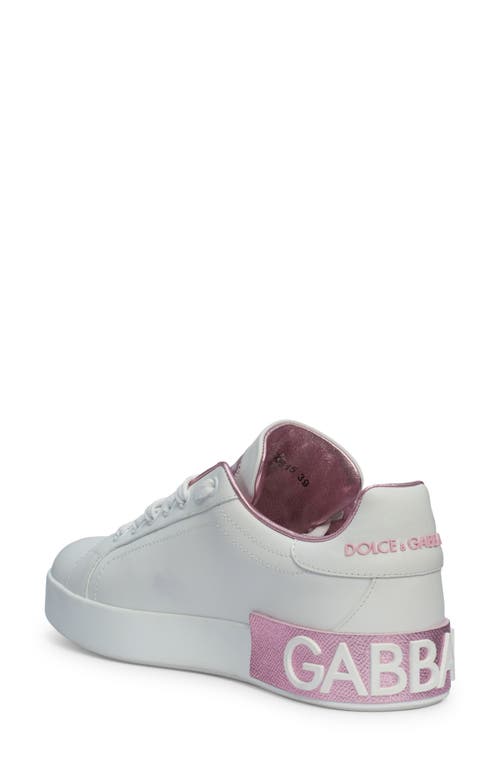 Shop Dolce & Gabbana Dolce&gabbana Portofino Platform Sneaker In White/pink