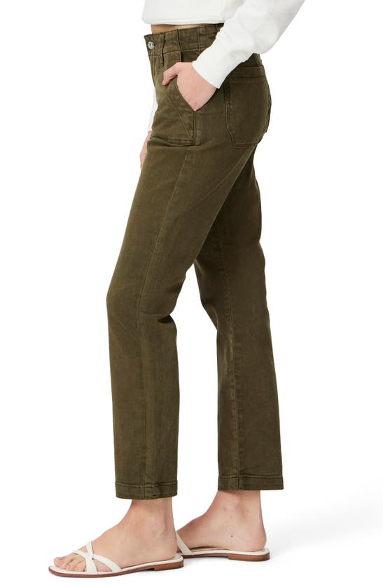 Shop Paige Mayslie Patch Pocket Ankle Straight Leg Jeans In Vintage Olive Meadow
