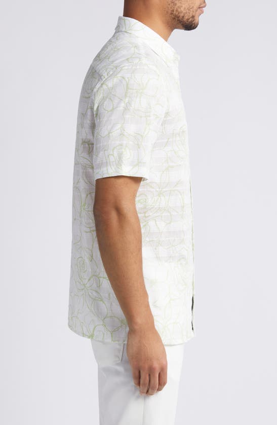 Shop Ted Baker Cavu Floral Short Sleeve Cotton Button-up Shirt In White