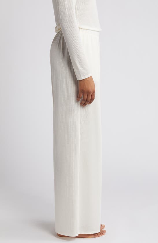Shop Open Edit Sheer Rib Wide Leg Pajama Pants In White Whisper