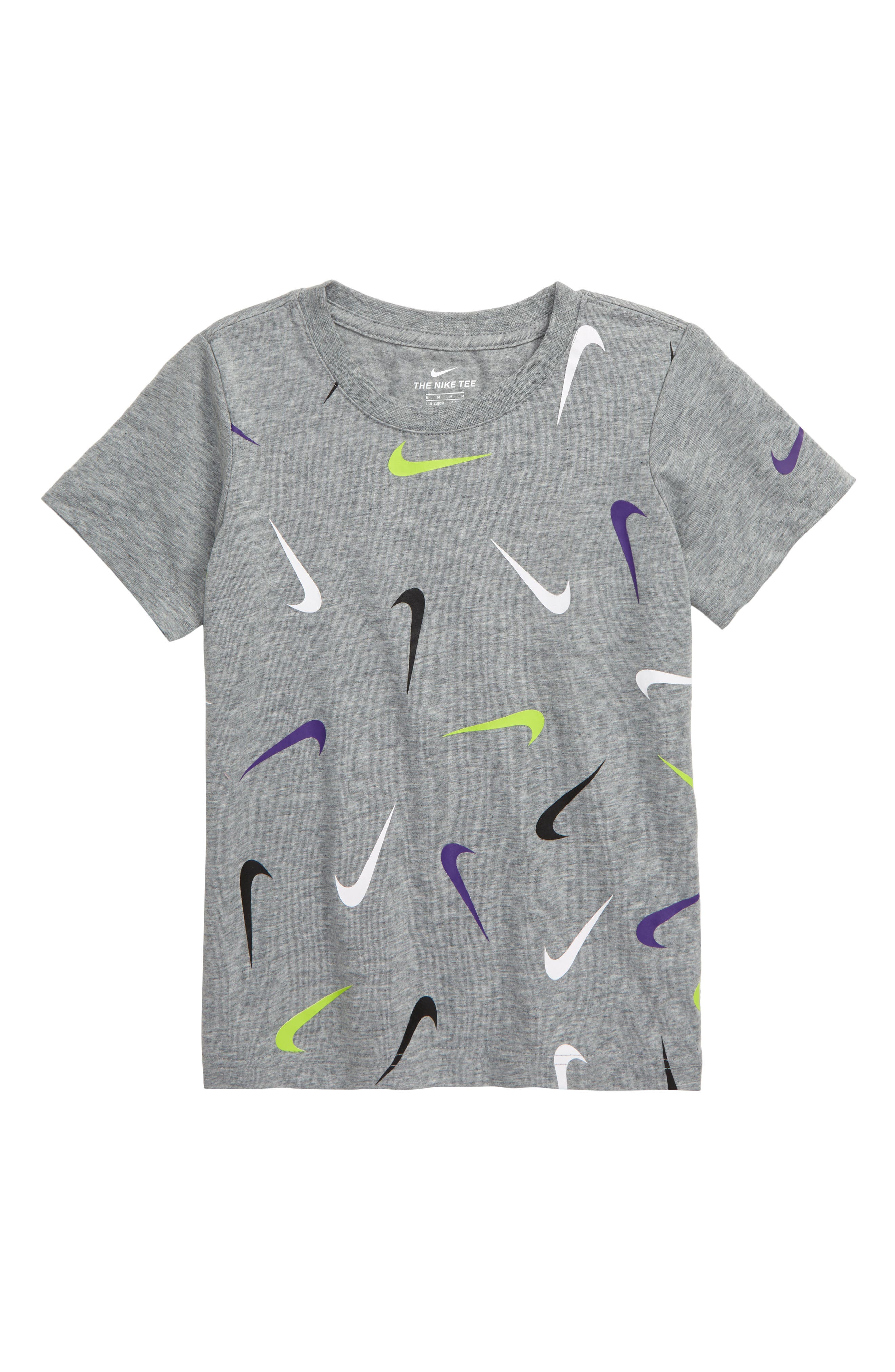 grey and purple nike shirt