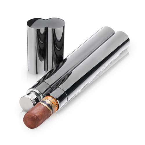 Viski Warren Cigar Holder And Flask In Black