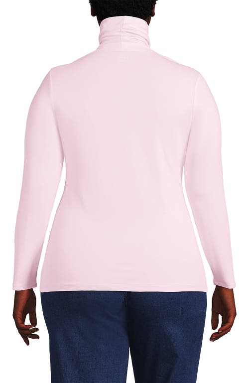 Lands' End Lightweight Jersey Skimming Long Sleeve Turtleneck In Pink Fog
