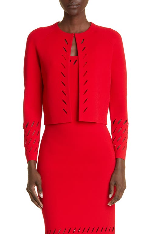 St. John Collection Cutout Detail Knit Jacket in Red