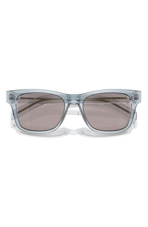 Shop Prada 54mm Polarized Rectangular Sunglasses In Transparent Azure