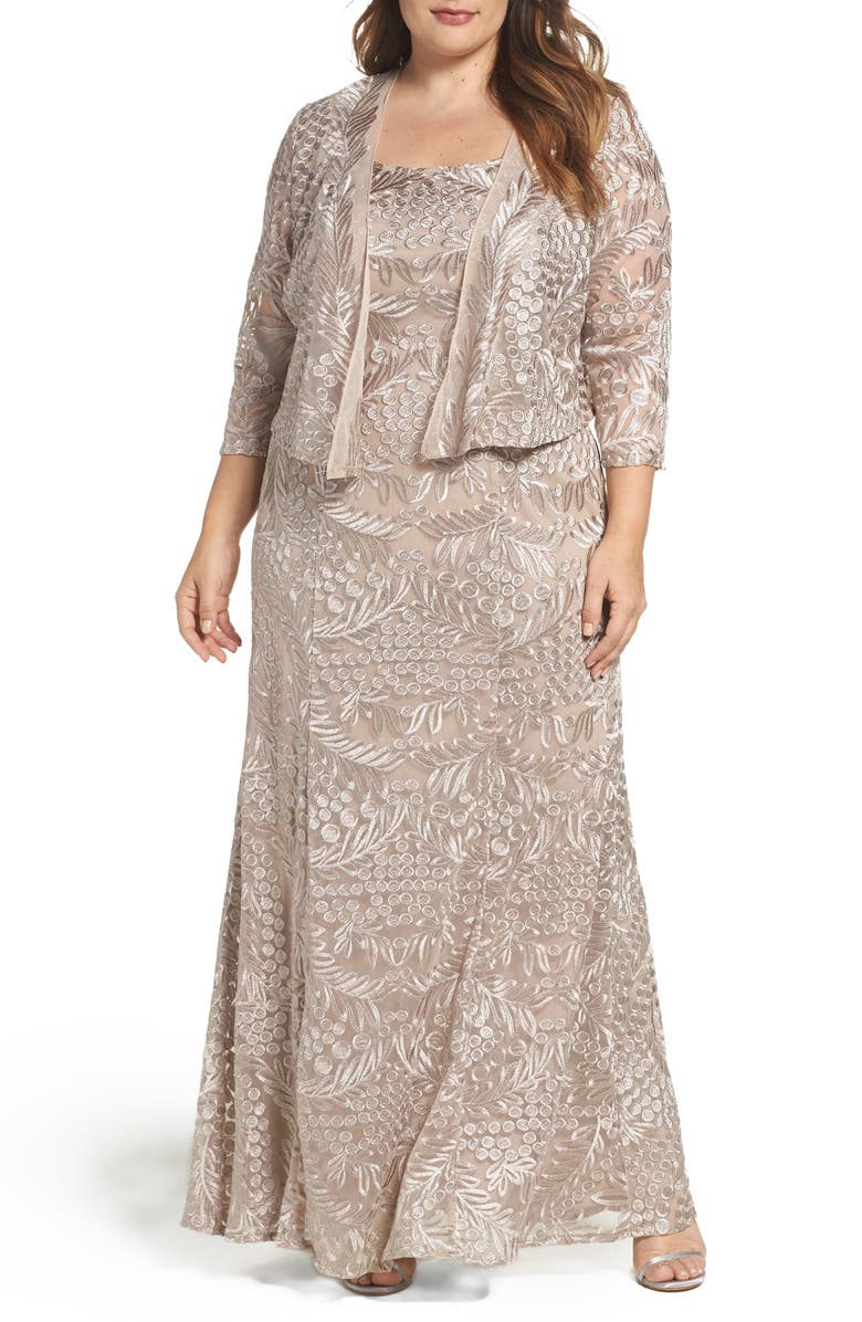 Alex Evenings A-Line Lace Gown & Jacket (Plus Size) | Nordstrom