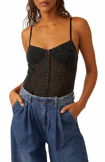 Free People Intimately FP Double Date Embroidered Mesh Crop