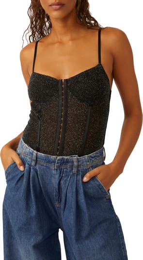 Free People x Intimately FP Night Rhythm Corset Bodysuit In Lucky Pink in  Lucky Pink