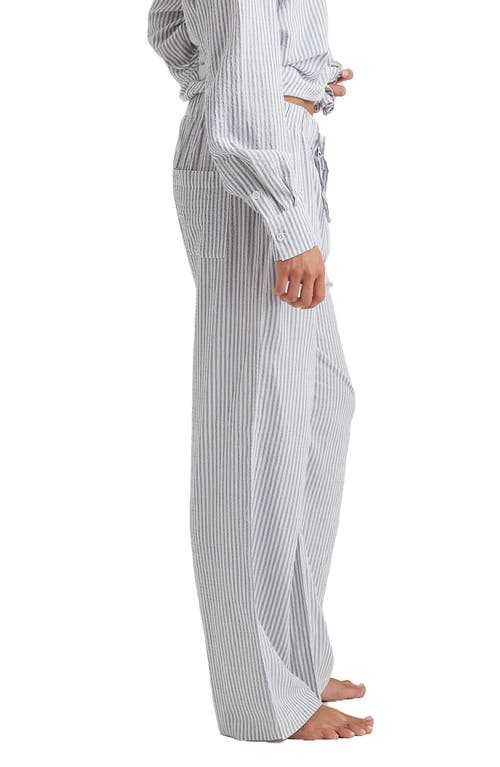 Shop Papinelle Sabine Stripe Seersucker Pajama Pants In White/french Blue