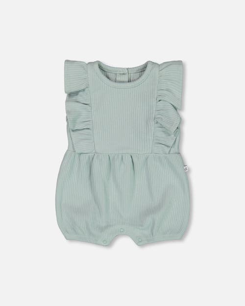 Deux Par Deux Baby Girl's Organic Cotton Ribbed Romper Sage Green at Nordstrom