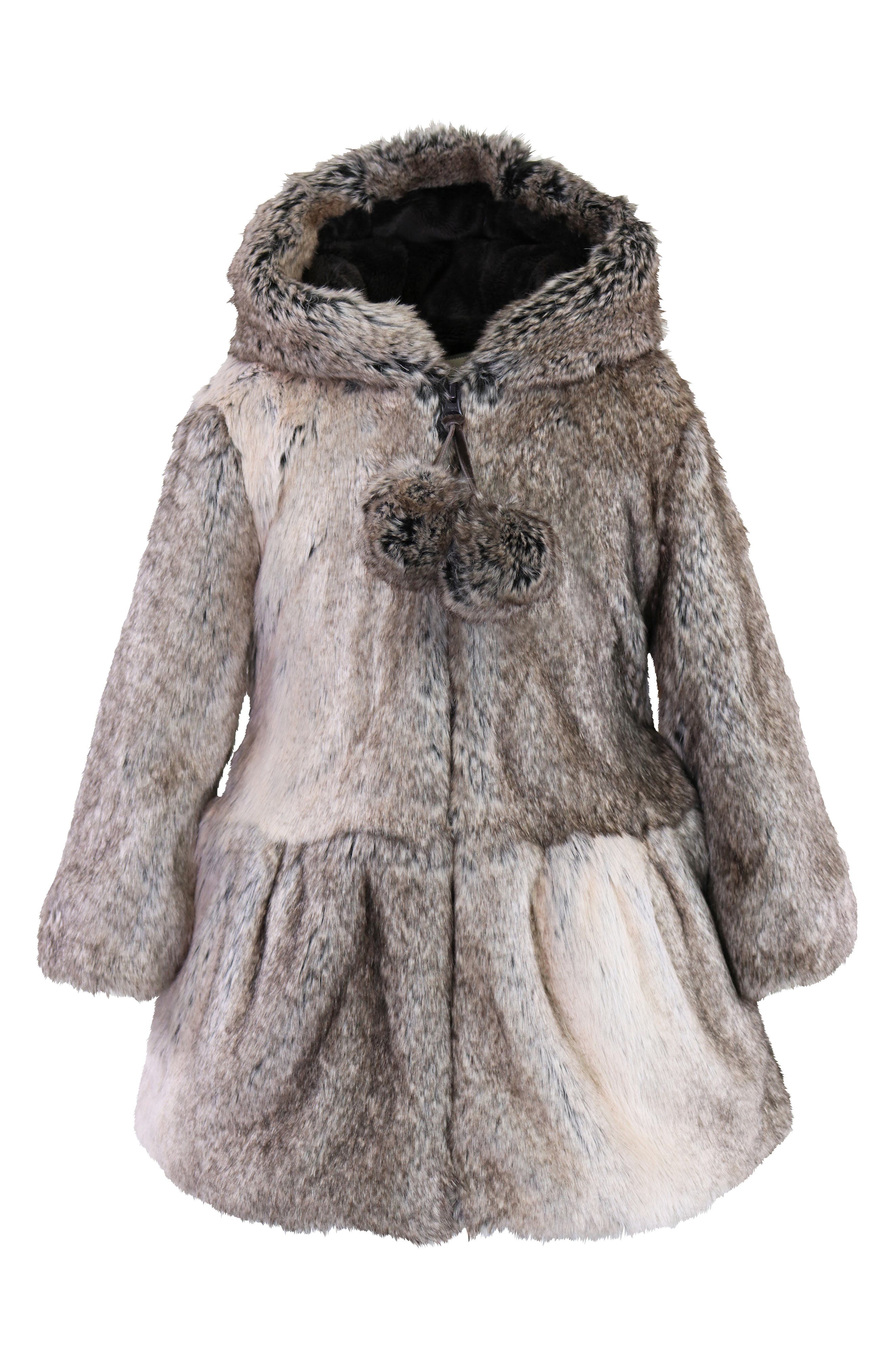 Widgeon Hooded Faux Fur Coat in Wild Rabbit 
