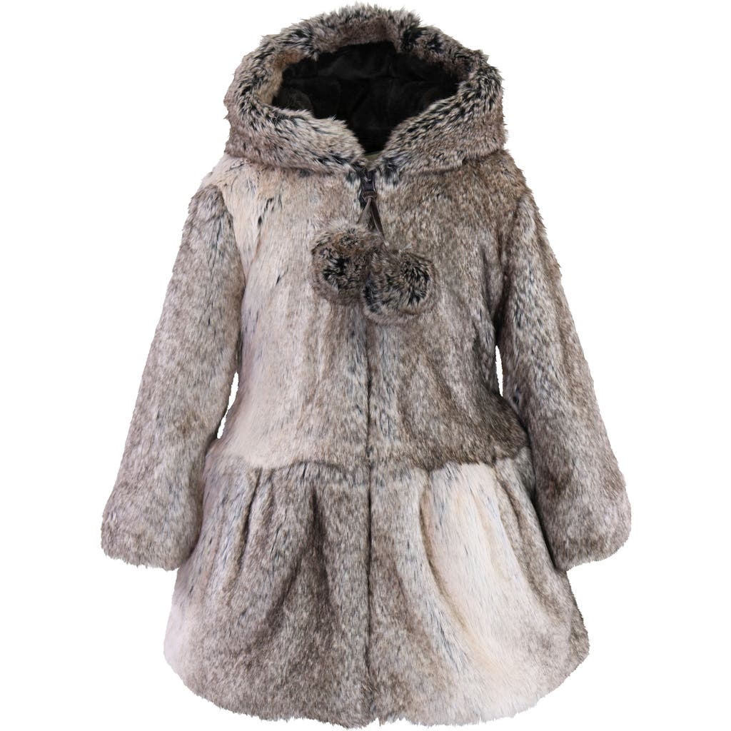 Widgeon Hooded Faux Fur Coat in Wild Rabbit