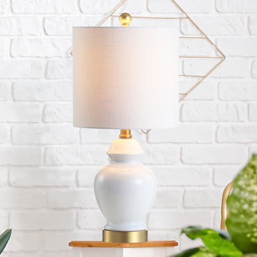 Jonathan Y Perry Ceramic/metal Led Table Lamp In White