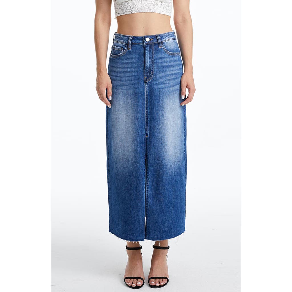 BAYEAS BAYEAS RAW HEM DENIM MIDI SKIRT