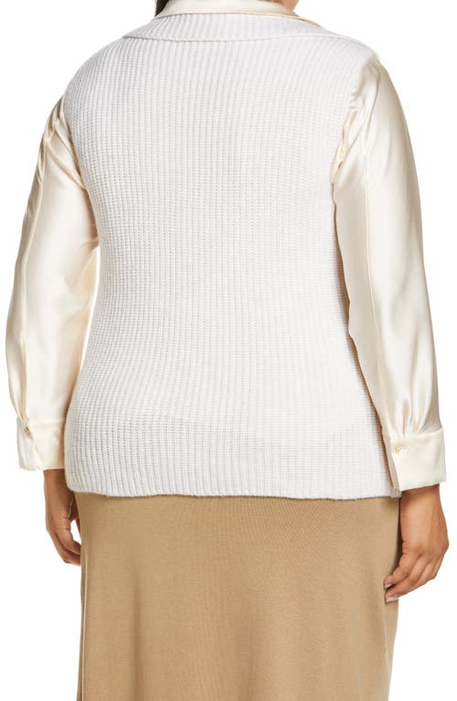 Vince Collared V-neck Wool & Cashmere Sweater Vest In White