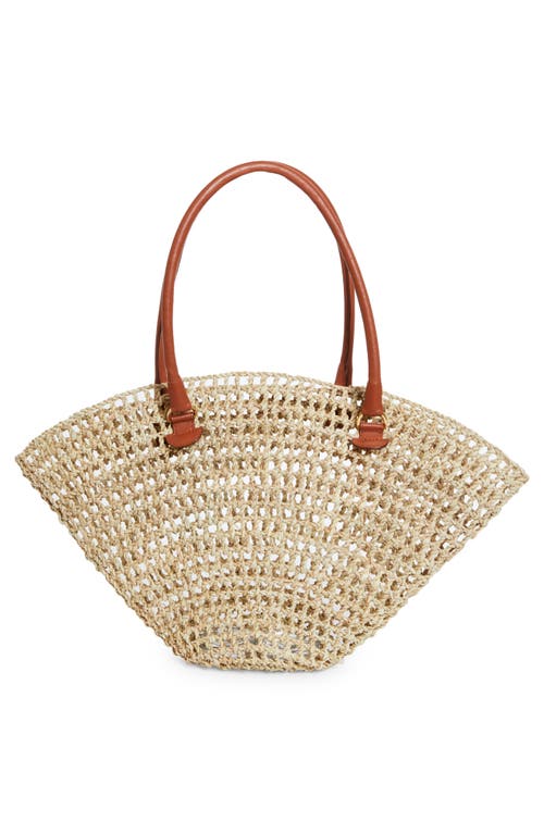 Shop Eilaf Shamsia Palm Straw Tote In Brandy Brown