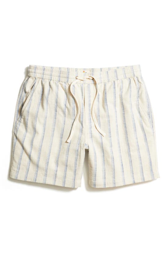 Shop Marine Layer Saturday Stripe Selvage Shorts In Natural/ Blue Stripe