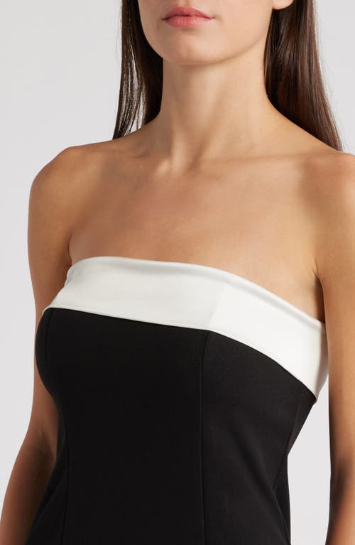 Lulus Elevated Element Strapless Gown In Black/white
